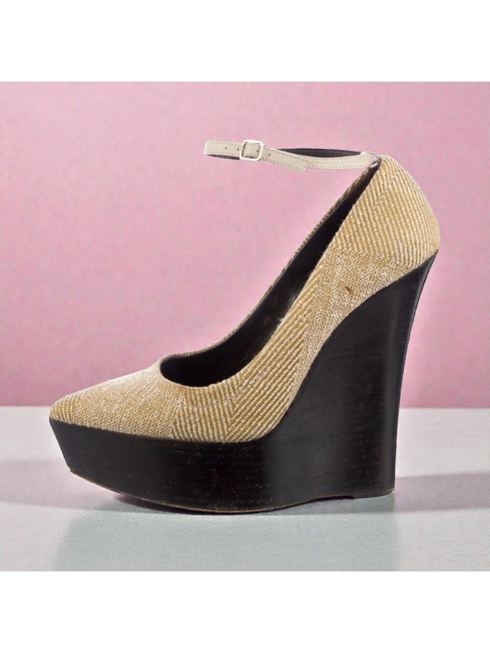 BURBERRY PRORSUM Spring Check Leicester 140 Wedge Pumps Size 39 / US 9